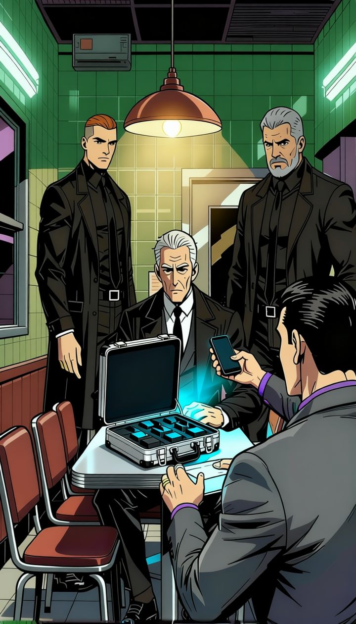 Julian handing out phones around the table